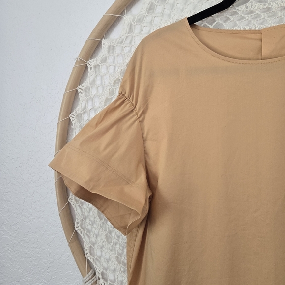 NEW COS Flare-Sleeved Stretch Poplin Midi Dress in Butter Ochre Yellow Size 8 - Picture 7 of 12